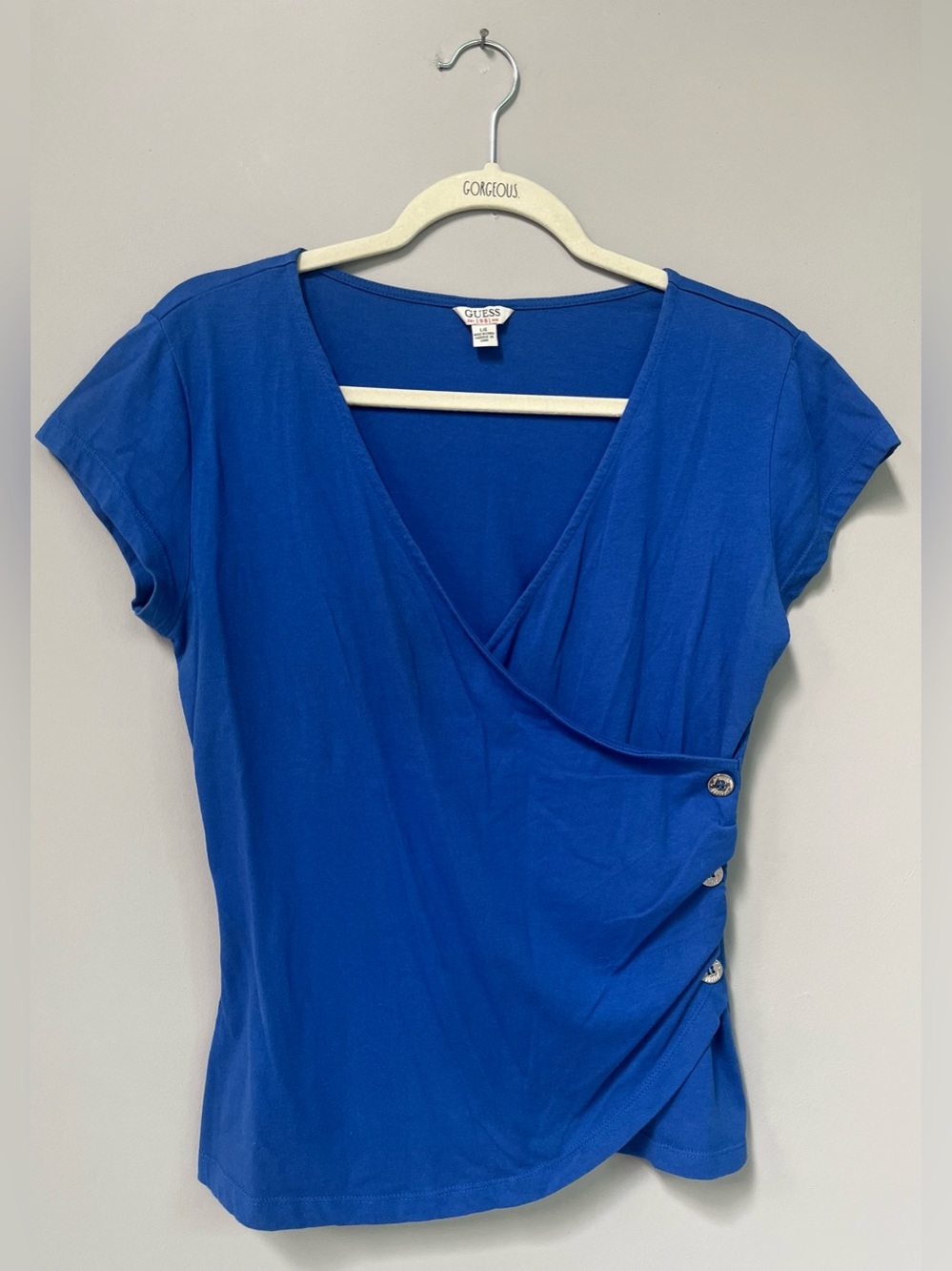 Y2K royal blue cross-over T
